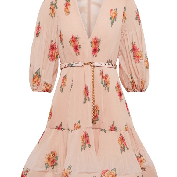 Zimmerman Pleated Mini Dress in Blush Floral - Picture 5 of 8
